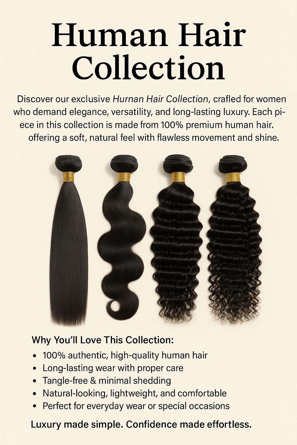 Human Hair Collection – Premium Quality, 100% Natural Beauty