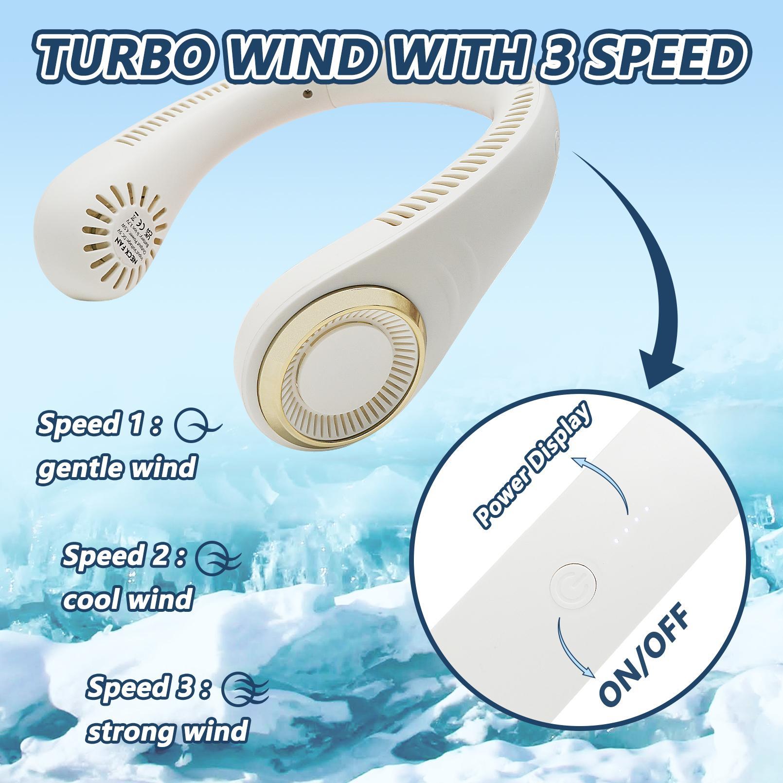 Turbo Neck-hanging Fan - An Ideal Choice For Summer Outdoors - A Must-have For Hiking, Running And Cycling.