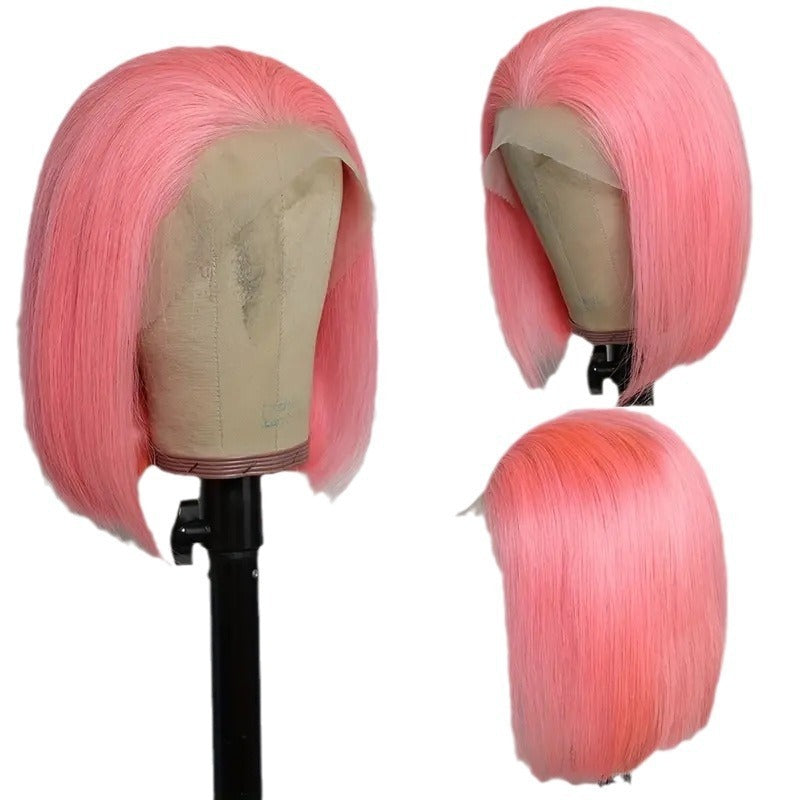 European And American Fashion Women's Short Bobhaircut Wig Chemical Fiber Front Lace Wig Head Cover