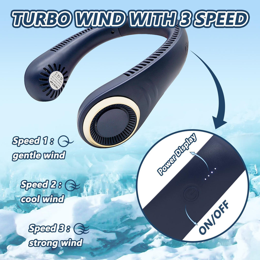 Turbo Neck-hanging Fan - An Ideal Choice For Summer Outdoors - A Must-have For Hiking, Running And Cycling.